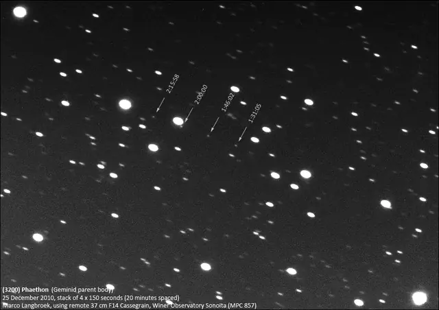 Photograph of 3200 Phaethon, an Apollo near-Earth asteroid.