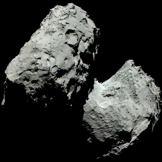 Rosetta image of 67P/Churyumov-Gerasimenko, a Jupiter-family comet.
