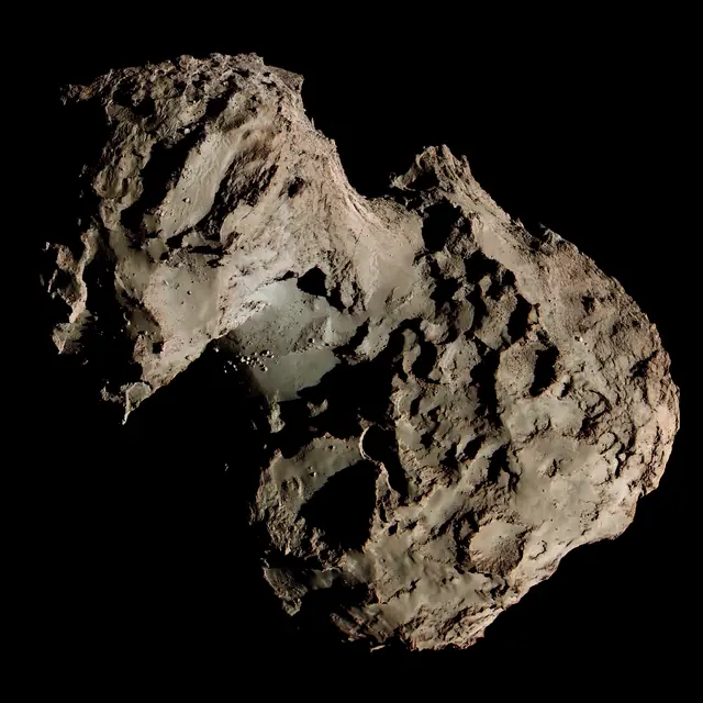 Rosetta image of 67P/Churyumov-Gerasimenko, a Jupiter-family comet.