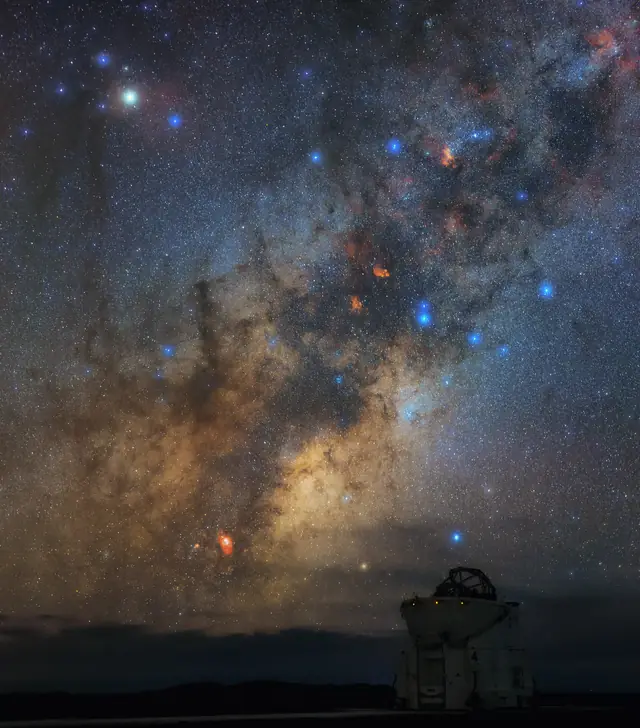 Photograph of Antares, an M1.5Iab+B2Vn red supergiant in Scorpius.