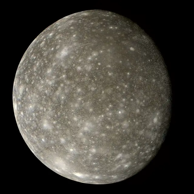 Photograph of Callisto, a moon of Jupiter.