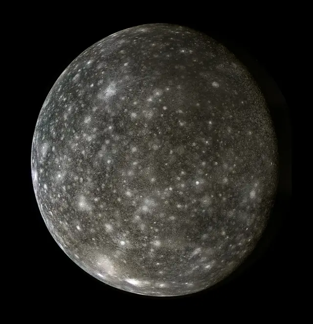 Photograph of Callisto, a moon of Jupiter.