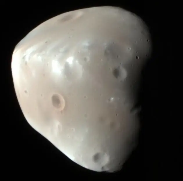 Photograph of Deimos, a moon of Mars.