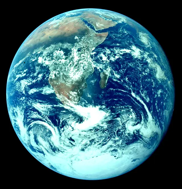 Apollo image of Earth, a terrestrial planet.
