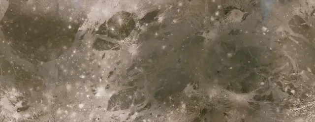 Photograph of Ganymede, a moon of Jupiter.