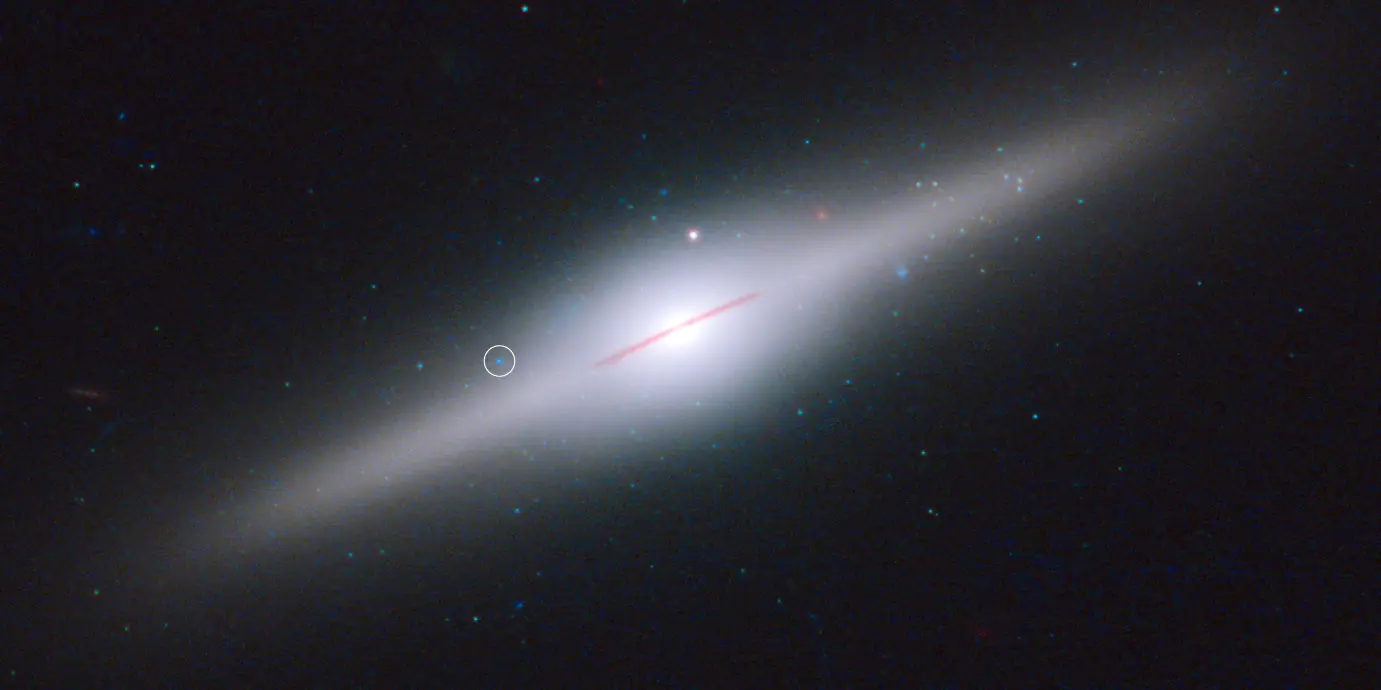 Hubble Space Telescope image of HLX-1, an intermediate-mass black hole in Phoenix.