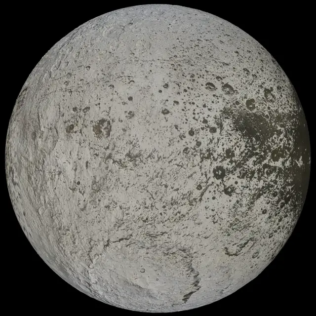 Photograph of Iapetus, a moon of Saturn.
