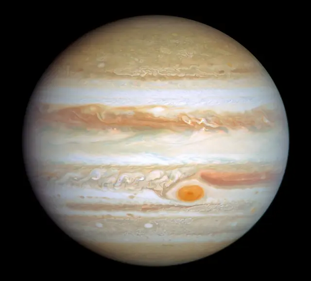 Photograph of Jupiter, a gas giant.