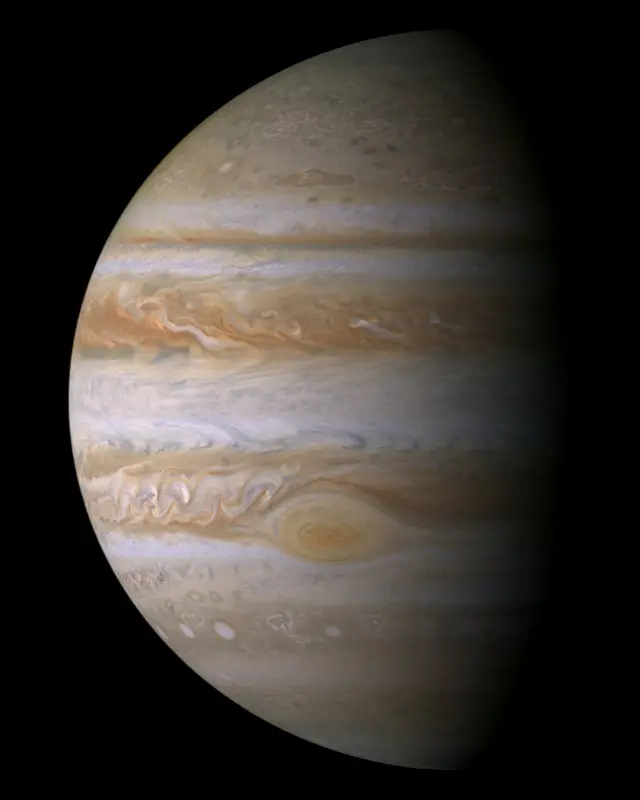 Cassini image of Jupiter, a gas giant.