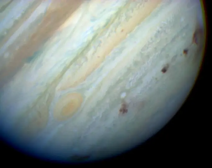 Hubble Space Telescope image of Jupiter, a gas giant.
