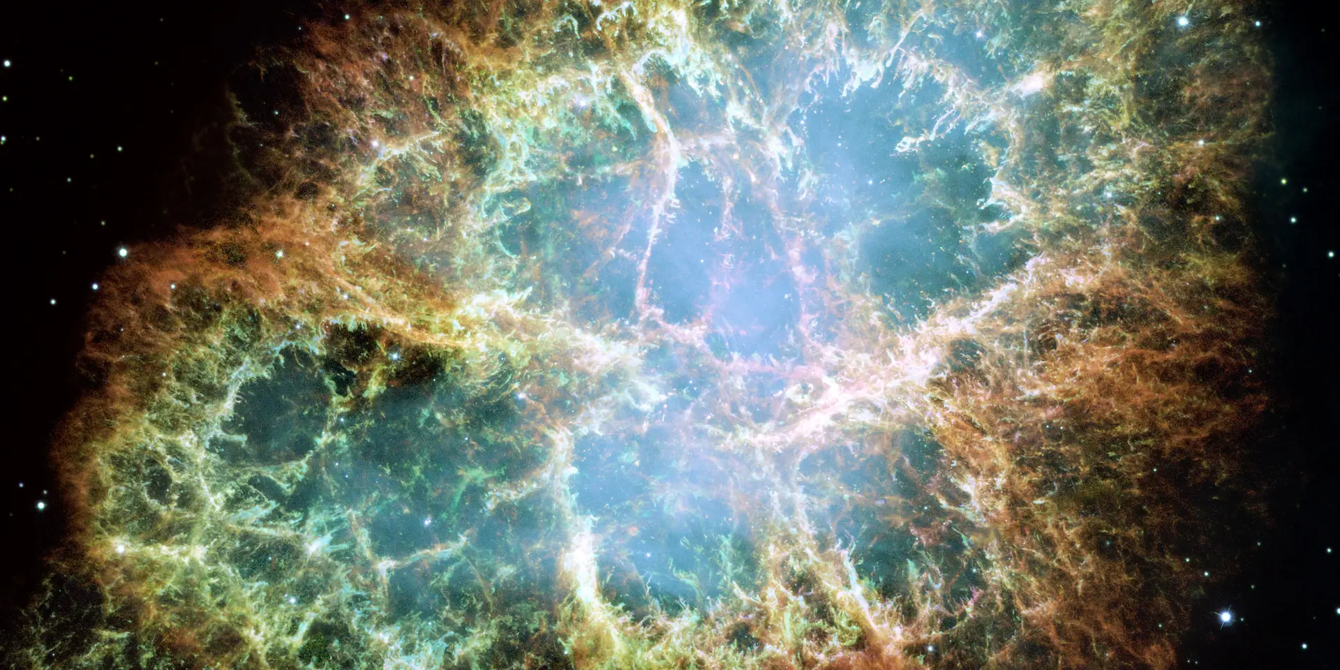 Photograph of Crab Nebula, a supernova remnant in Taurus.