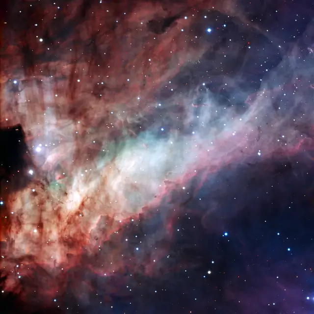 Photograph of Checkmark Nebula, a nebula in Sagittarius.