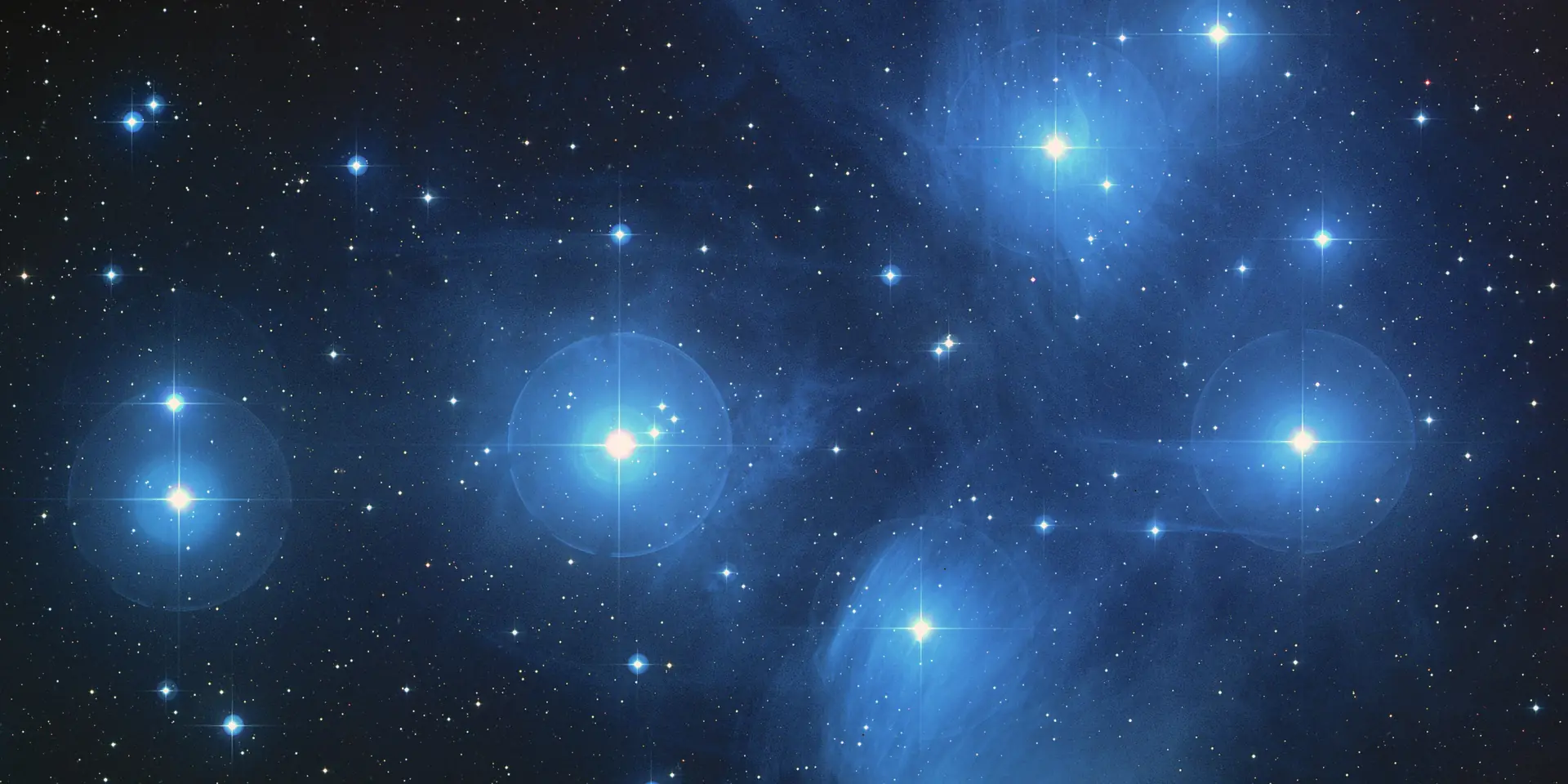 Photograph of Pleiades, an open cluster in Taurus.
