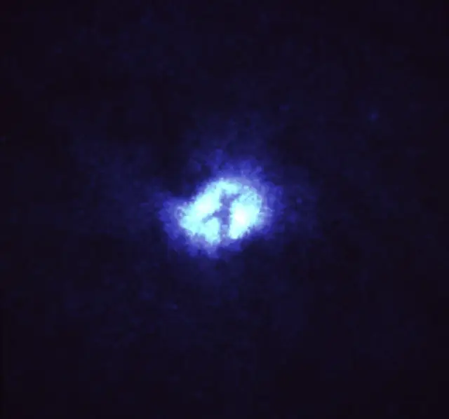 Photograph of Whirlpool Galaxy, an intermediate spiral galaxy SABb in Canes Venatici.