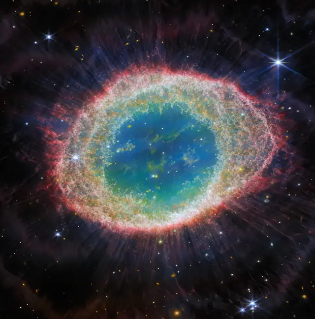 James Webb Space Telescope image of Ring Nebula, a planetary nebula in Lyra.