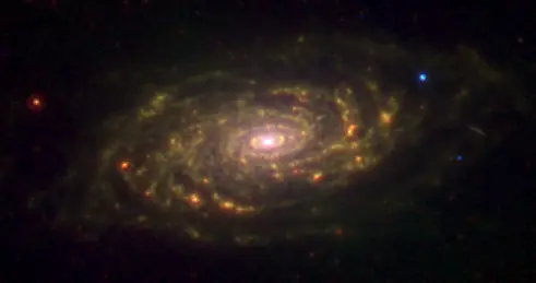 Spitzer Space Telescope image of Sunflower Galaxy, a spiral galaxy Sbc in Canes Venatici.
