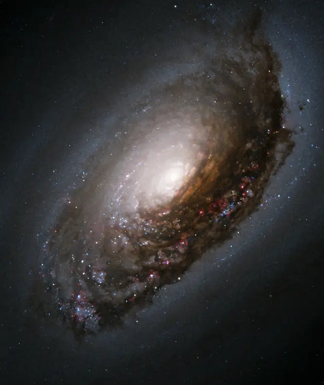 Hubble Space Telescope image of Black Eye Galaxy, an intermediate spiral galaxy SABa in Coma Berenices.