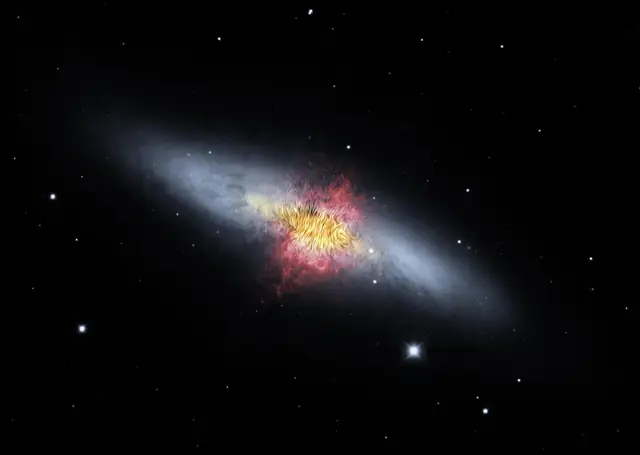 Spitzer Space Telescope image of Cigar Galaxy, a spiral galaxy S? in Ursa Major.