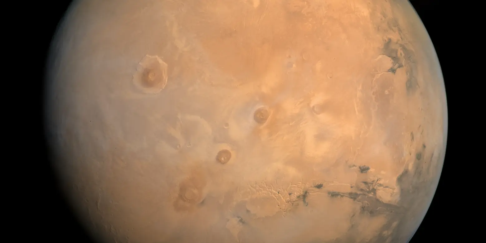Photograph of Mars, a terrestrial planet.