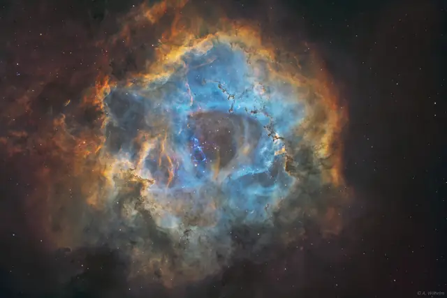 Photograph of Rosette A, a nebula in Monoceros.