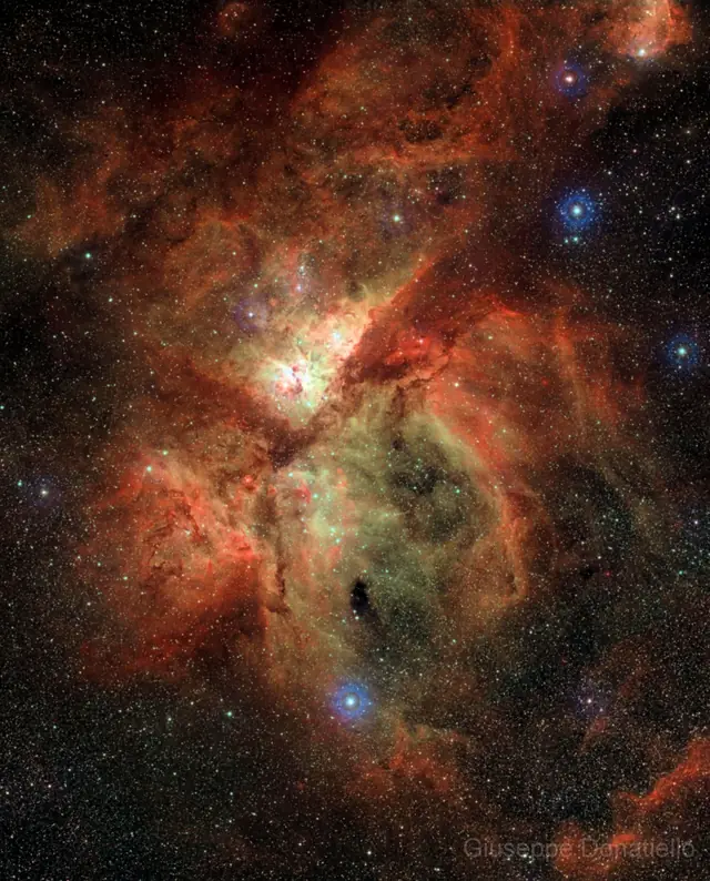 Photograph of Carina Nebula, an H II region in Carina.