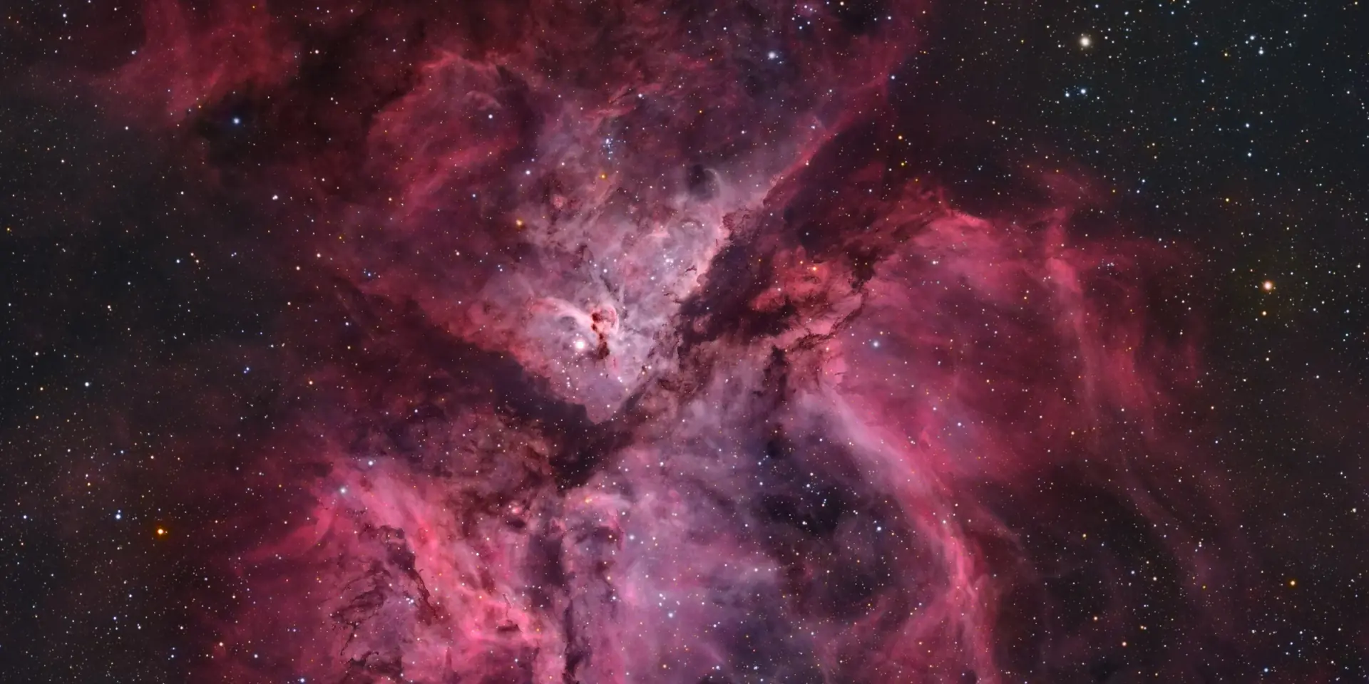 Photograph of Carina Nebula, an H II region in Carina.