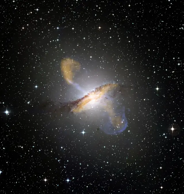 Photograph of Centaurus A, a lenticular galaxy S0 in Centaurus.