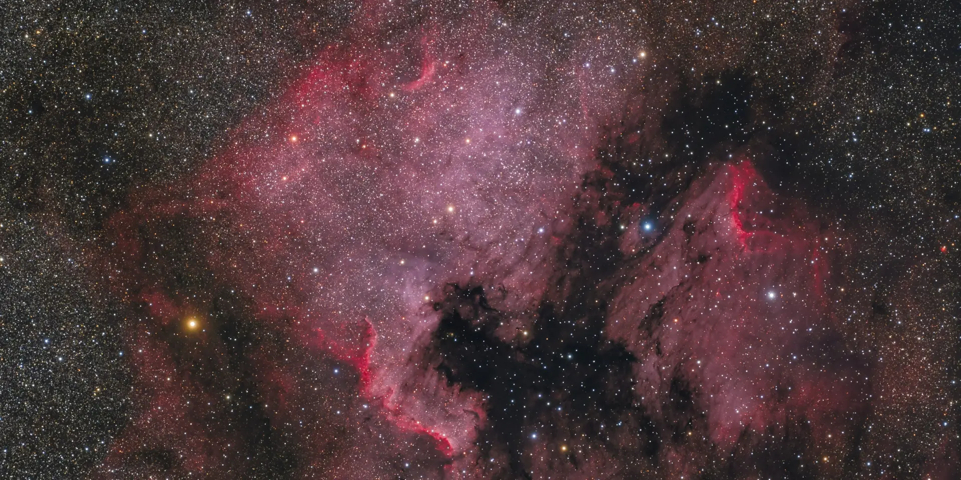 Photograph of North America Nebula, an H II region in Cygnus.