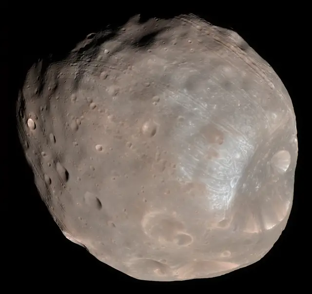 Photograph of Phobos, a moon of Mars.