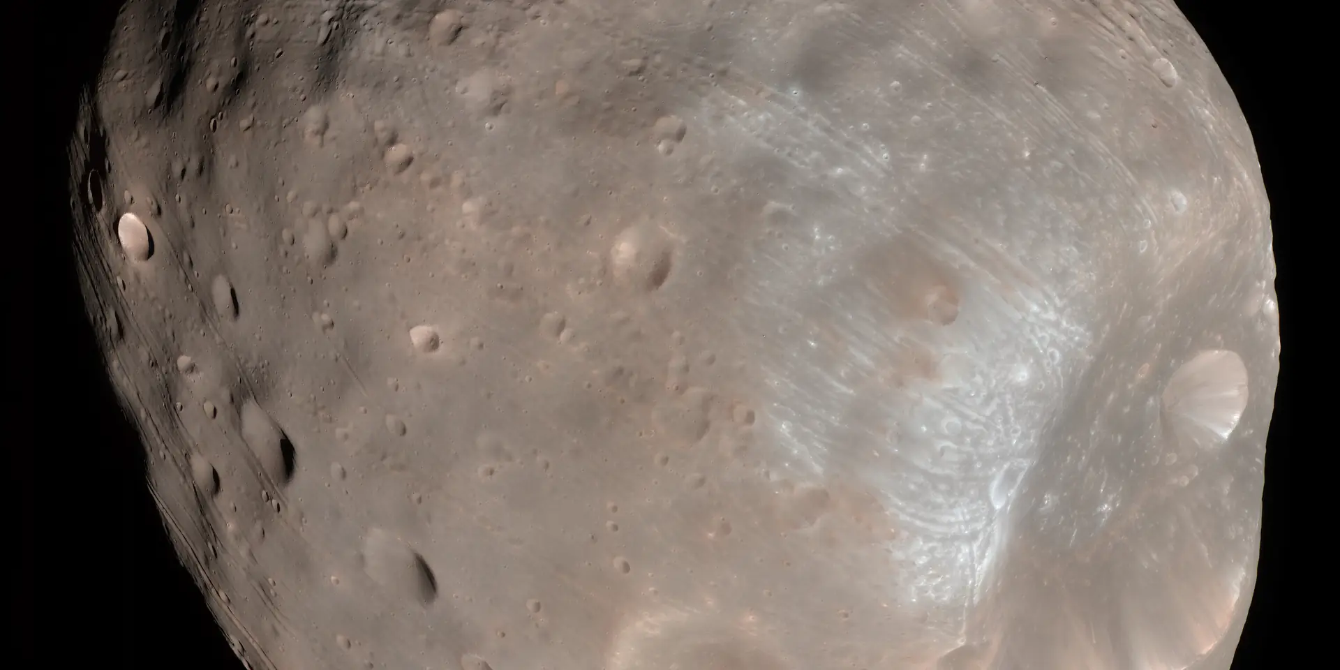 Photograph of Phobos, a moon of Mars.