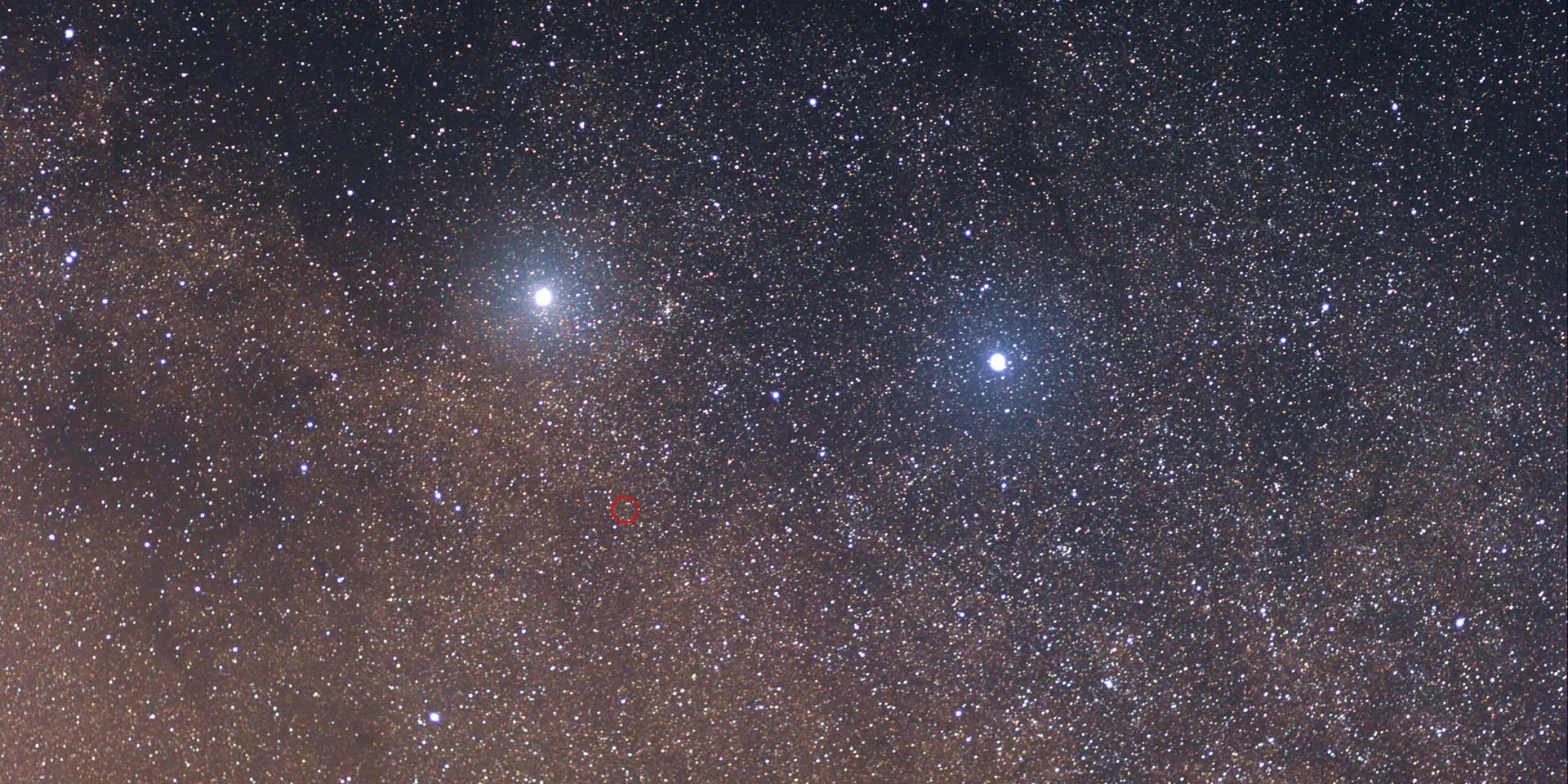 Photograph of Proxima Centauri, an M5.5Ve red dwarf in Centaurus.