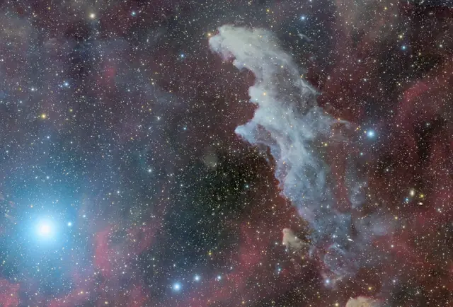 Photograph of Rigel, a B8Ia blue-white supergiant in Orion.
