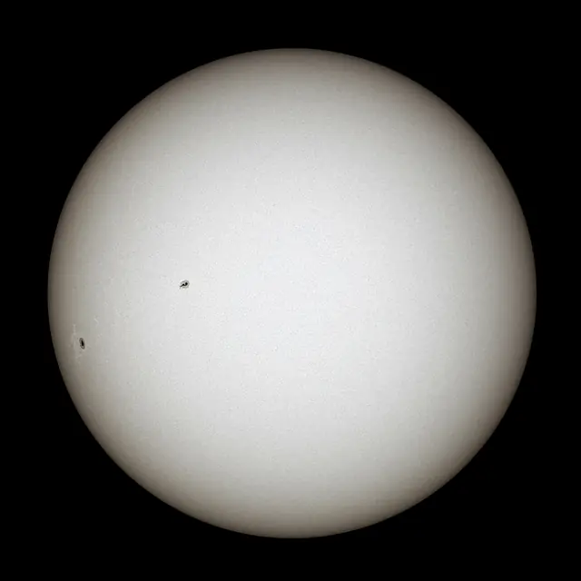 Photograph of the Sun, a G2V yellow main-sequence star.