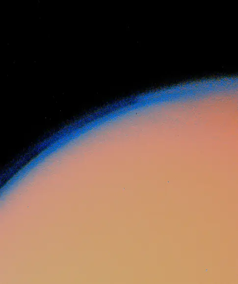 Photograph of Titan, a moon of Saturn.